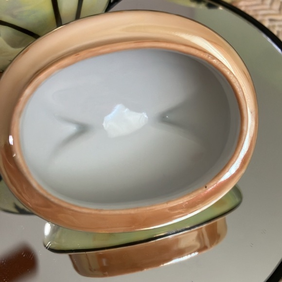 ART DECO VINTAGE SUGAR BOWL & LID IMIETO CHINA PEACH YELLOW LUSTERWARE - Picture 5 of 15